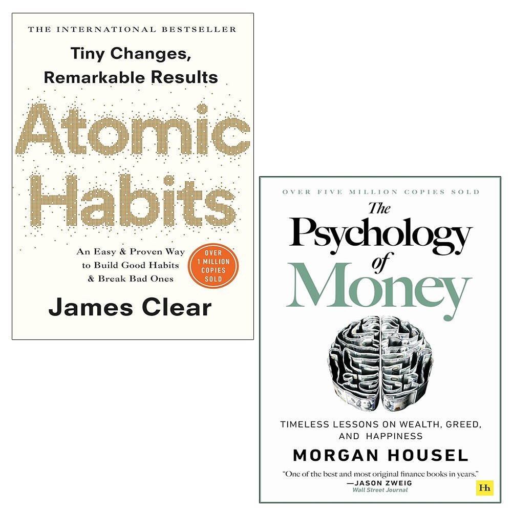 Atomic Habits James Clear, Psychology of Money Morgan Housel 2 Books Set
