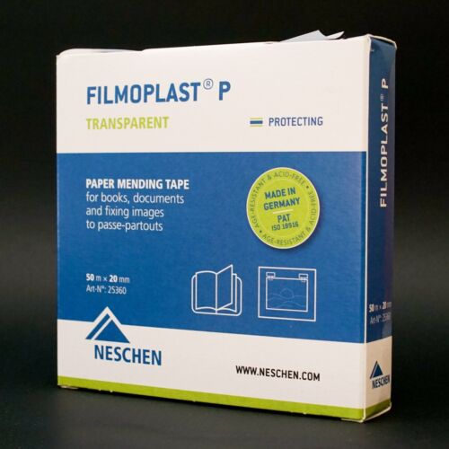 Neschen Filmoplast P Papier Taśma naprawcza Książka Konserwacja dokumentów 50m x 20mm - Zdjęcie 1 z 8
