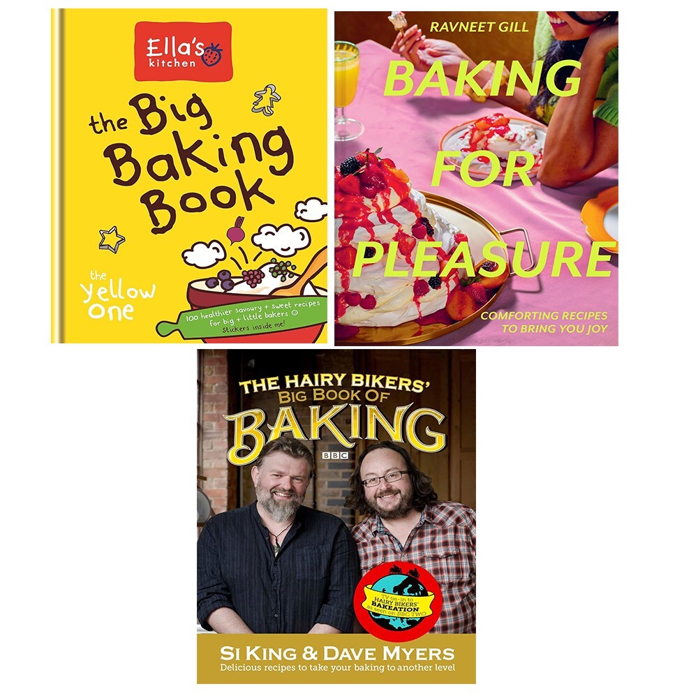 Baking for Pleasure,Hairy Bikers Big Book of Baking,Ellas Kitchen 3 Books Set HB