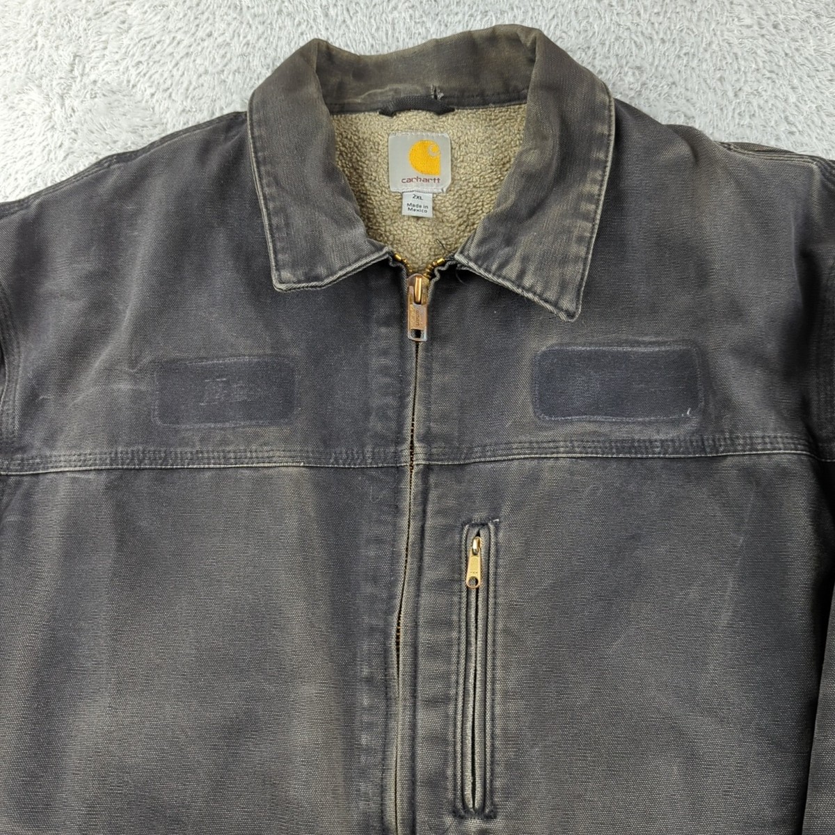 Carhartt Jacket Mens 2XL Black C61 BLK Sherpa Lined Duck