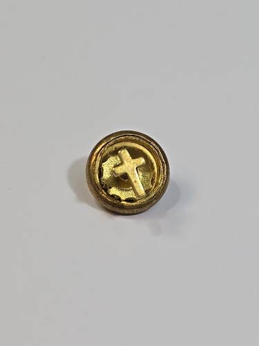 Christian Cross Lapel Pin Gold Color Screw-Back Very Small Vintage #3