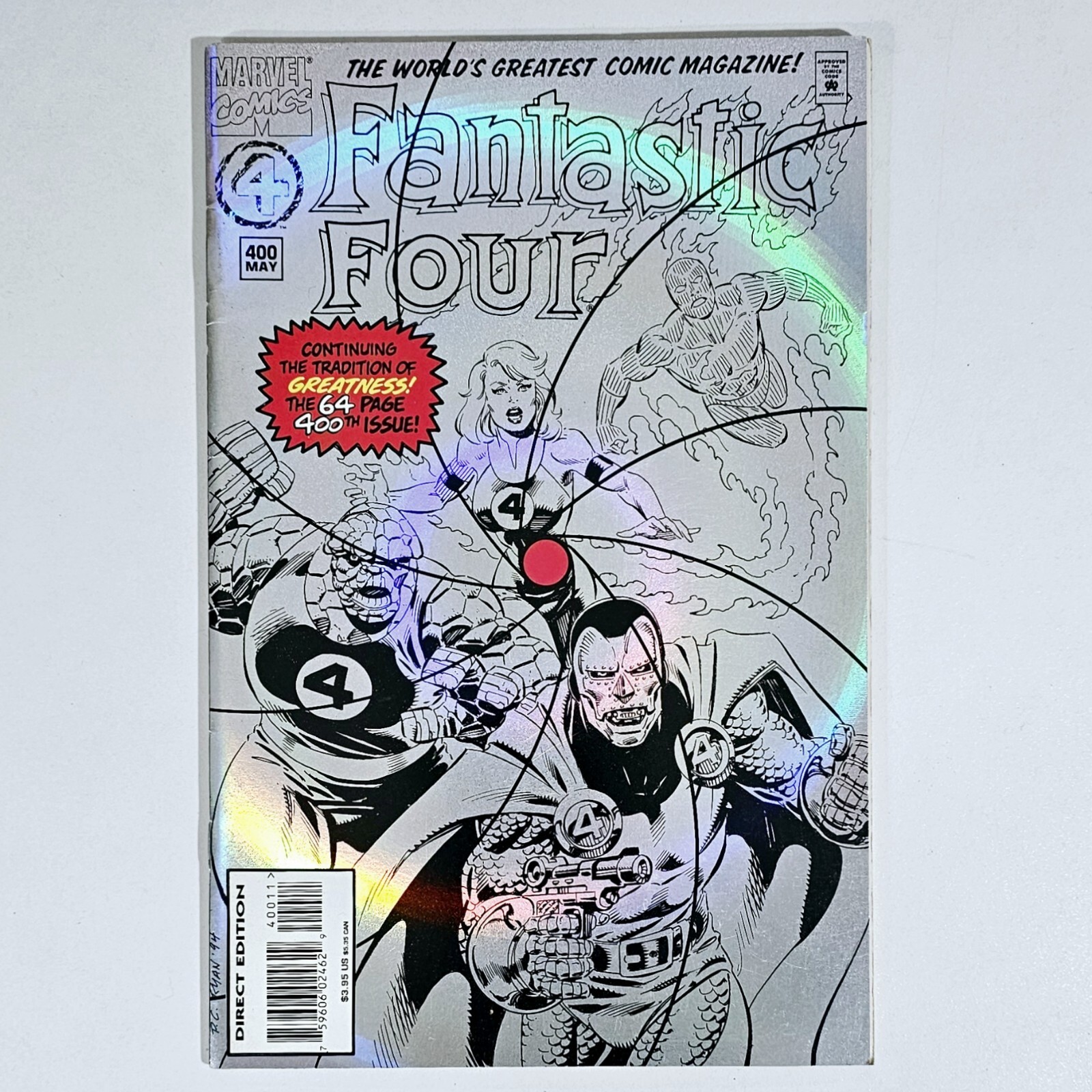 ©1995 Marvel Comic FANTASTIC FOUR #400 Anniversary Chrome Cover Edition us
