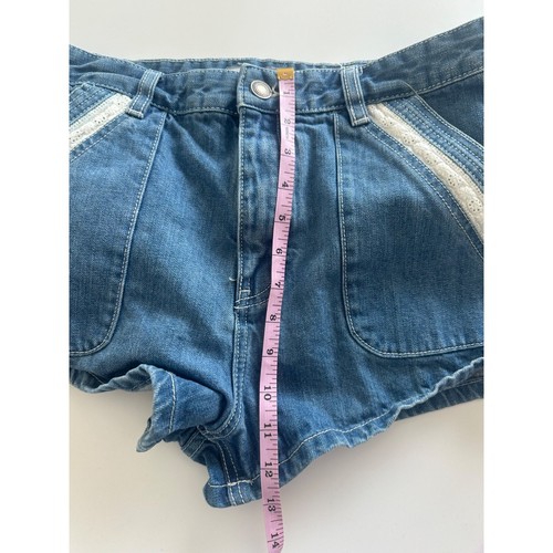 Free People Sweet Surrender High Rise Lace Detail Denim Jean Shorts Sz 31 Boho - Picture 4 of 8