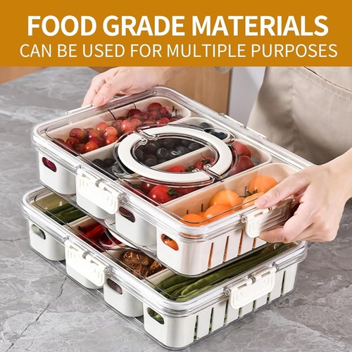 FRIDGE FOOD STORAGE CONTAINER Kitchen Serving Tray Organizer Fresh Airtight Box - Picture 6 of 11
