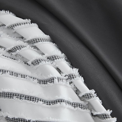 Wrensonge Boho 8-pc Jacquard Comforter Set Striped Tufted White Black Gray, Full - Picture 2 of 4