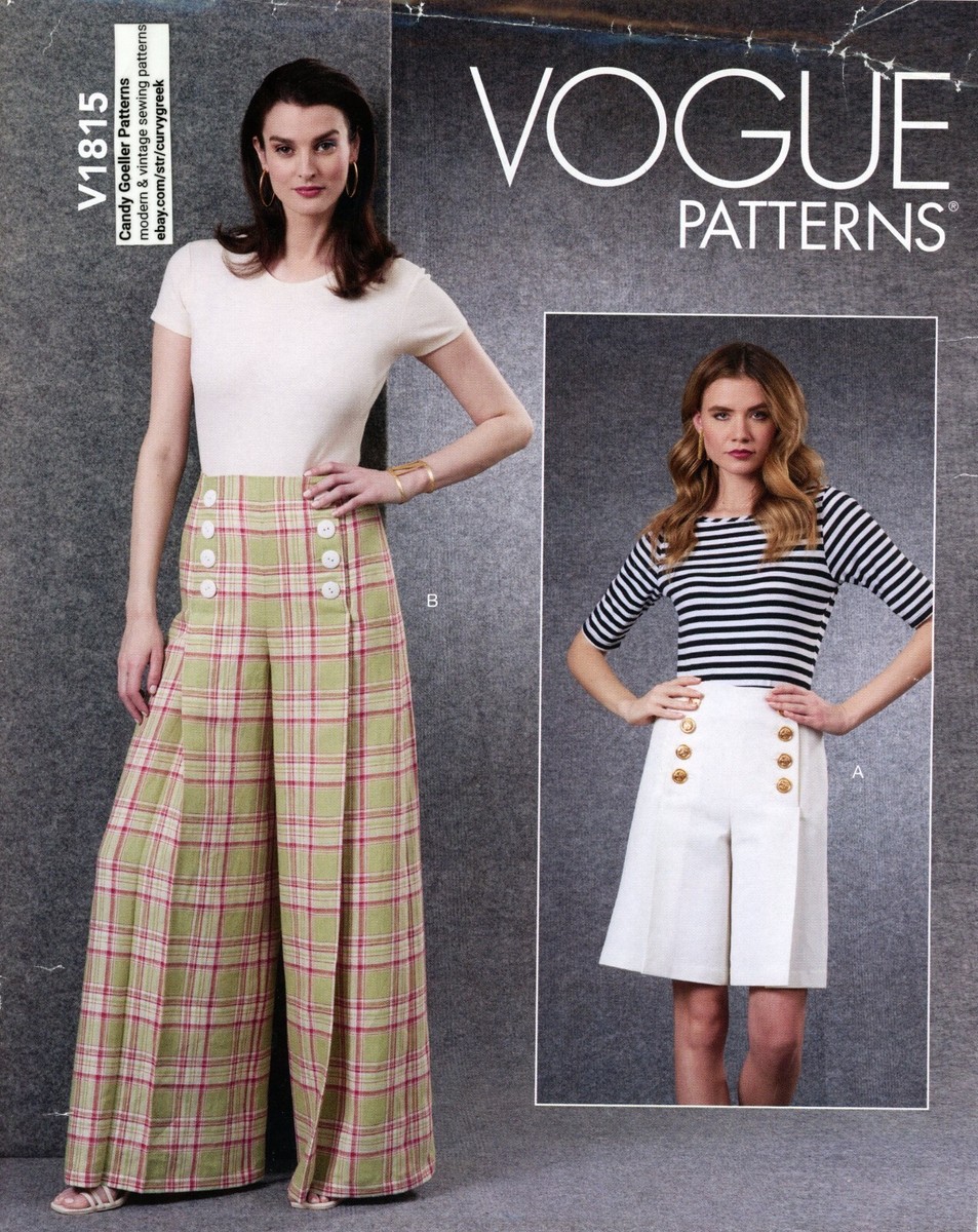 V TWELVE STAR EMBROIDERY PANTS サイズ0 ベージュ Vogue V1815 High Rise, Wide-Leg Sailor Style Pants or Shorts