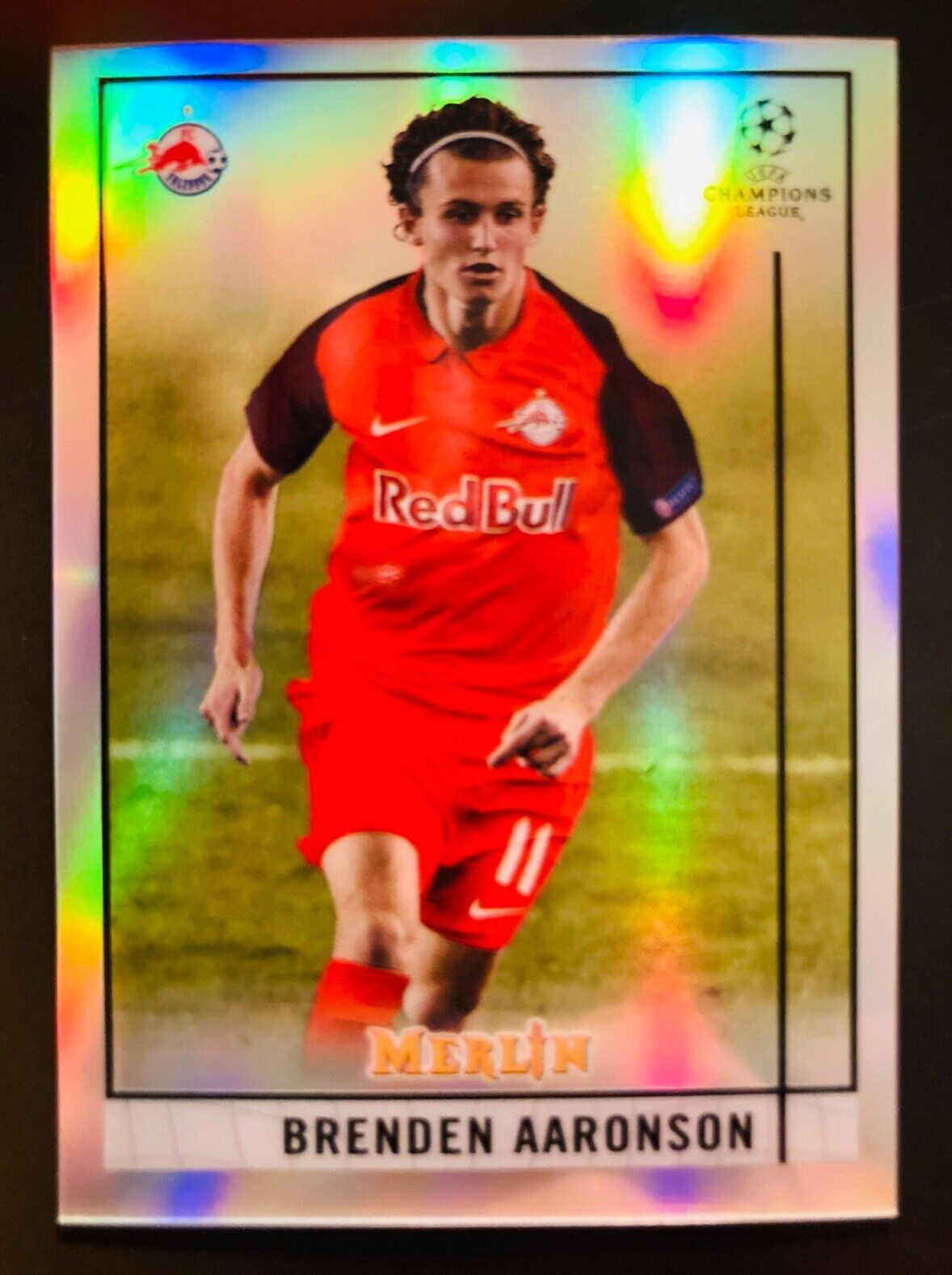 2020-21 Topps Merlin Chrome UCL # 76 Brenden Aaronson Salzburg refractor card