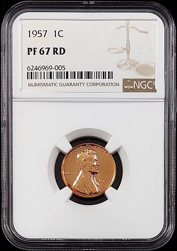 1957 Proof Lincoln Cent certified PF 67 RD by NGC!  sku 69005