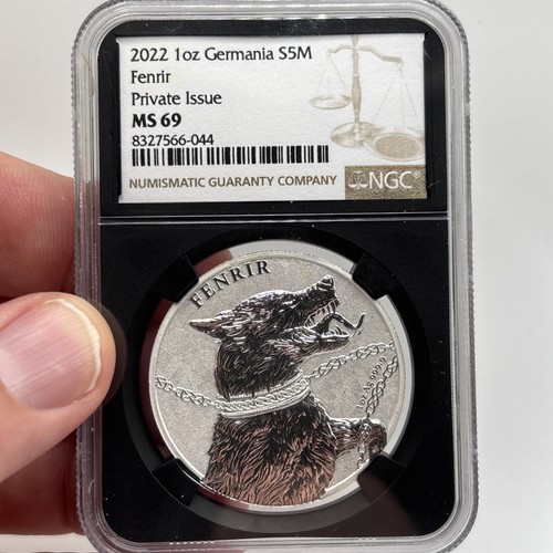 2022 Germania Beasts Fenrir 1 oz Silver Coin NGC MS 69- Black Core!!