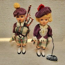 2 Vtg 1950's Celluloid Scottish Boy  Girl 6" Dolls Traditional Clothes 230220