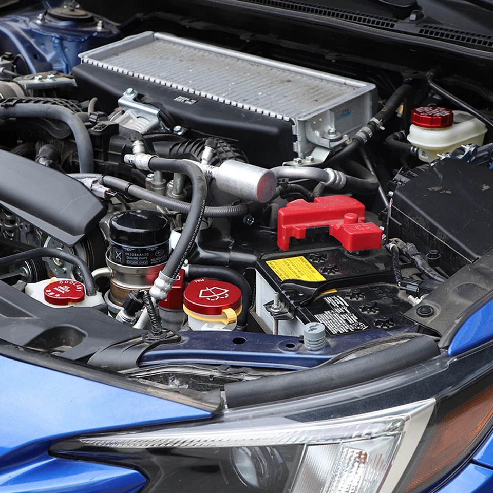 4Pcs Red Engine Bay inner Tnak Cap Overlay Dress Up Fits Subaru WRX 2022-24 - Image 3 of 4