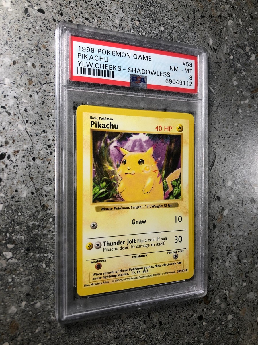 Pokemon TCG Cards SHADOWLESS Pikachu 58/102 Base Set Yellow Cheeks