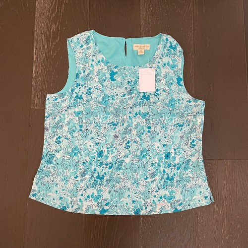 Appleseeds Top Womens Size 8 Petites Floral Blue Sleeveless Lightweight