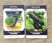 2 Vintage Seed Packets Card Seed Co Fredonia NY Herbs And Radish No Seeds