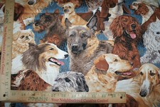 Dog Shepard Poodle Collie Husky Springs Fabric 1 Yd " 1"x 42 W Quilting Sewing