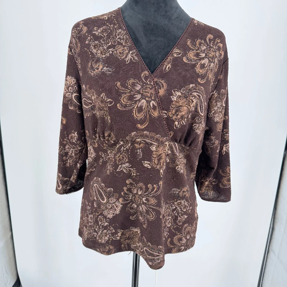 East 5th Y2K Babydoll Топ женщин SIze PXL цветочный искусственного надежном эластичной кружевной отделки винтажный - Изображение 3 из 4