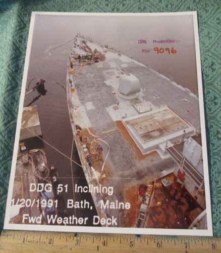 RARE Ship Submarine Launch BIW Bath Iron Works Photo Arleigh Burke DDG 51, 1991