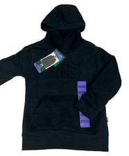 Puma Boys' Youth Fleece Embossed Hoodie w/Pocket BLACK Extra Small XS 5/6