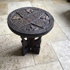 Vintage Hand Carved African/Indian .Plant Stand/Stool/Table Folding