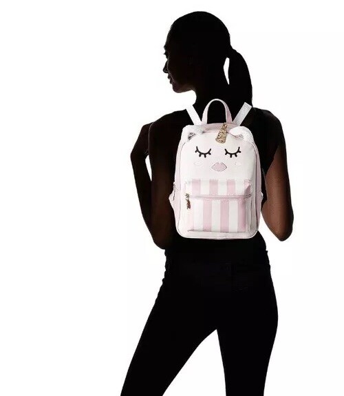 NEW Betsey Johnson Luv LB Maggie Unicorn Stripes Backpack in 