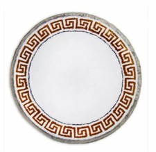 Abyss Triomphe Round Bath Rug 35" Diameter White/Gold Made in Portugal NWT