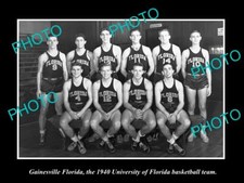 OLD HISTORIC PHOTO OF GAINESVILLE FLORDIA UNIVERSITY GATORS BASKETBALL TEAM 1940