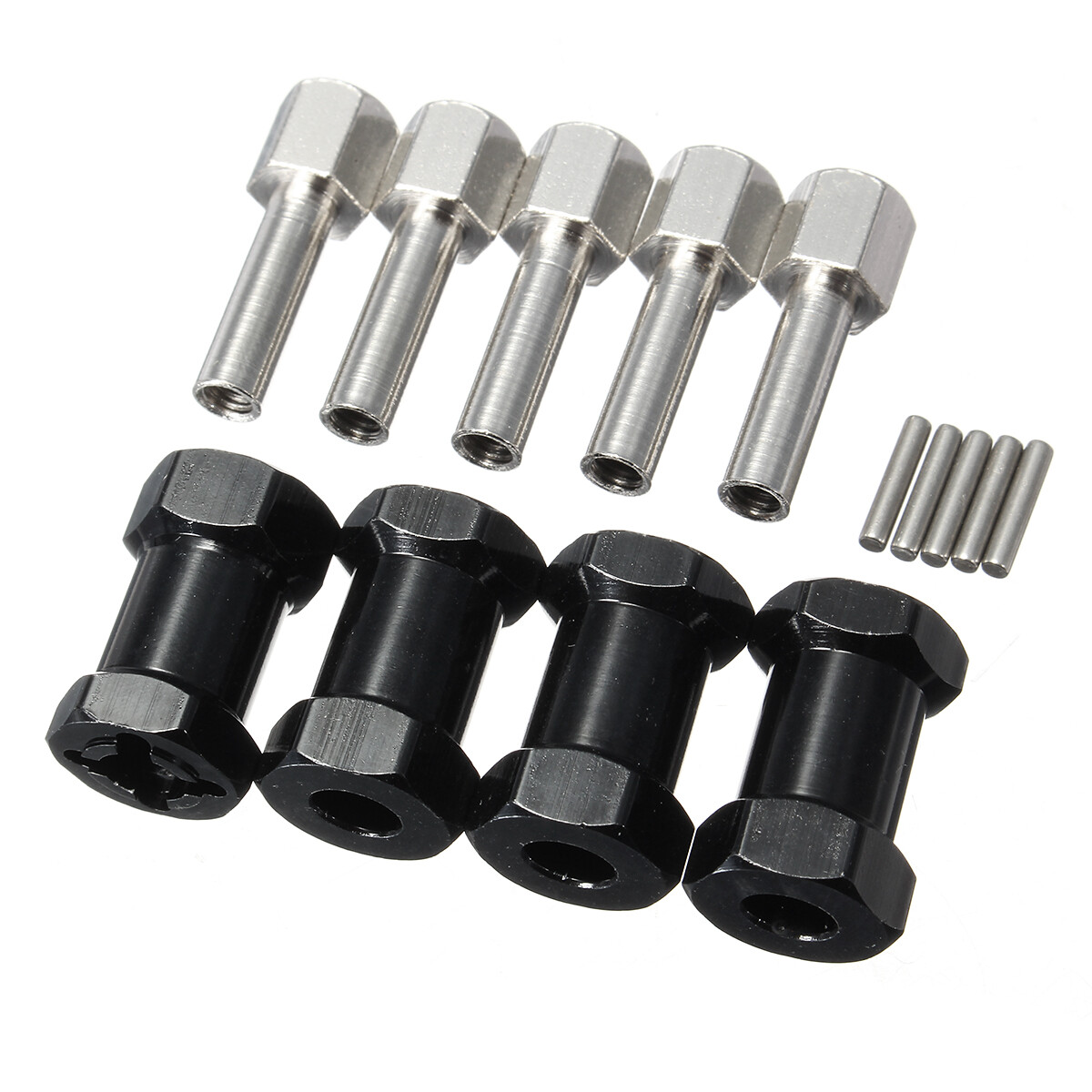 4PCs Extended Wheel Hex Hub Upgrade Parts RC 1/10 Model Car Aluminum Alloy Black