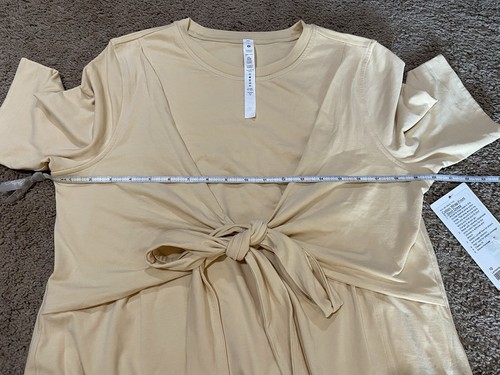 Lululemon Cotton Wrap Front T-Shirt Dress Prosecco Yellow Size 10 NWT Stretch - Picture 6 of 12