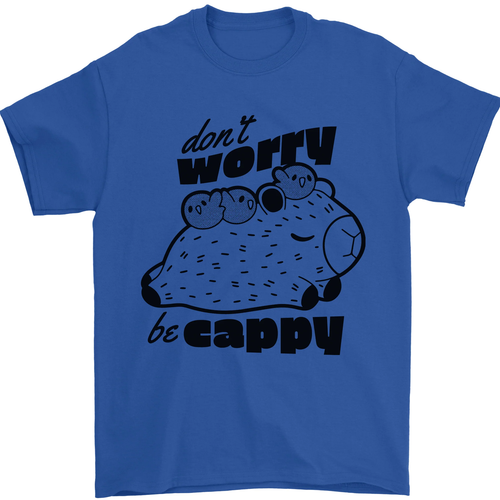Capybara Dont Worry Be Cappy Mens T-Shirt 100% Cotton_voghion.com