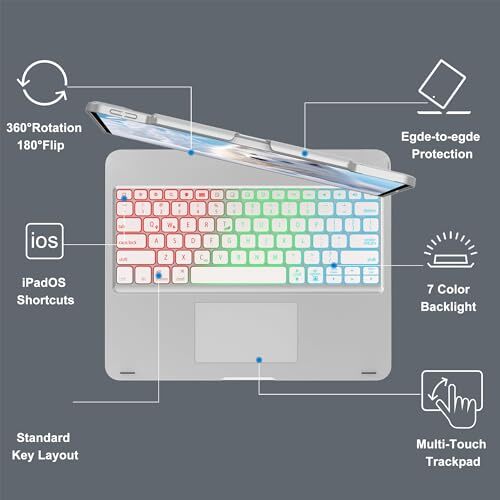 Keyboard Case for iPad Air 13-inch (M2, 2024) & iPad Pro 12.9 silver - Picture 5 of 8