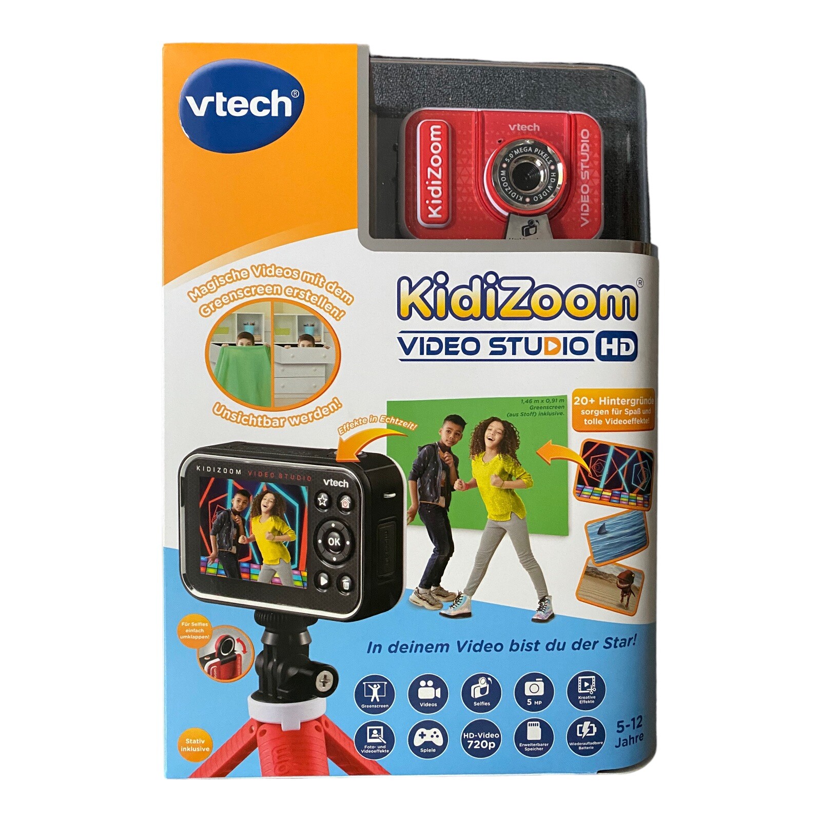 Vtech Kidizoom Video Studio HD rot Kinderkamera mit Stativ und