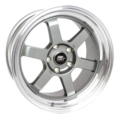 MST Time Attack 15X8 4x100/4X114.3 Offset 0 Gunmetal w/Machined Lip (Qty of 1)