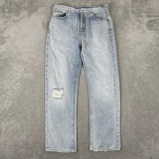 Current/Elliott The Original Straight Jeans Womens 29 Blue Distressed Eureka