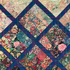 Watercolor Plaid Lap Throw Quilted Sofa Decor Quilt - 30" x 31" - Handmade Ohio