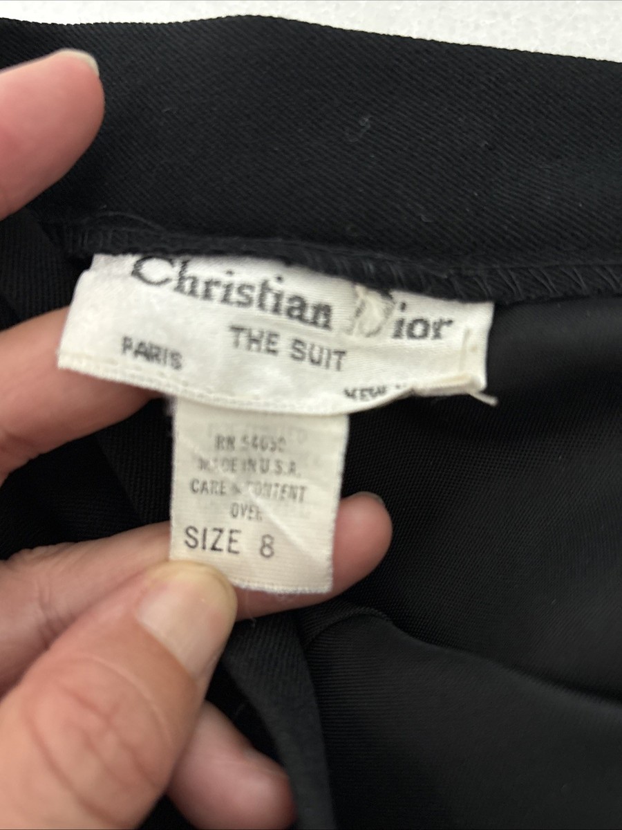 VTG CHRISTIAN DIOR Black Jacket Wool Sculptural Blazer Suit pencil