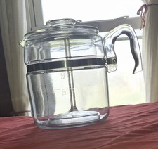 Vintage PYREX Glass 9 Cup Coffee Pot Percolator 7759 complete set Clean Clear