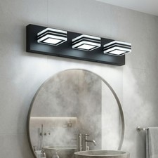 20'' Vanity Light 3 Lights Dimmable LED Black Bathroom Over Mirror Wall Fixture