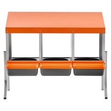 3 Compartment Metal Chicken Nesting Box, Roll Away Egg Collection, Orange