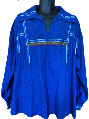 Authentic Handmade Men’s Navajo Ribbon  L/S Shirt 18.5 Regalia Pow Wow 4X-5X