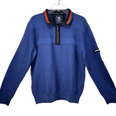 Impulso Italian Heritage 1972 Men's 1/4 Zip Sweater XL Blue Nautical Yachting