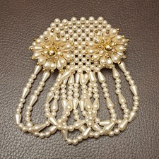 Vintage Faux Pearl Beads Hair Clip 4 Inch Dangle