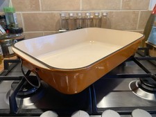 Le CREUSET 40cm CAST IRON VOLCANIC ORANGE ENAMELED ROASTING  | BAKING DISH LARGE