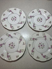 Set Of 4 Theodore Haviland NY Delaware Salad Plates 7 1/2" Pink Roses USA