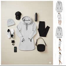 Athleta Gap Hoodie Sweatshirt Dress S Cozy Athleisure  32" Long Tunic