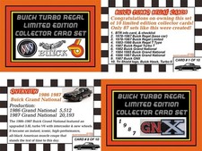 New Buick Turbo Regal Limited Edition Collector Cards Grand National T Type Gnx