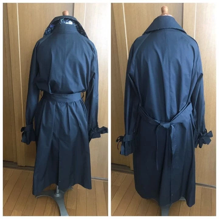 Gabardina para mujer Burberry Blue Label azul marino cuello floral manga cinta #EK ABA Foto 3 de 4