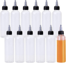 12Pcs 5Oz/150Ml Plastic Squeeze Dispensing Bottles with Black Twist Cap, Multi P