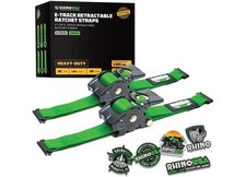 Rhino Usa Retractable E-track Ratchet Straps 2x10 2-pack Green