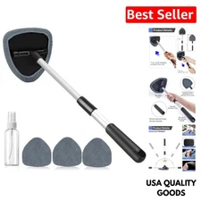 Extendable Car Window Cleaner with 4 Washable Microfiber Pads for Easy Use