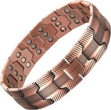 Pure Copper Magnetic Bracelet Men Women Ultra Strength 3-Row Wristband